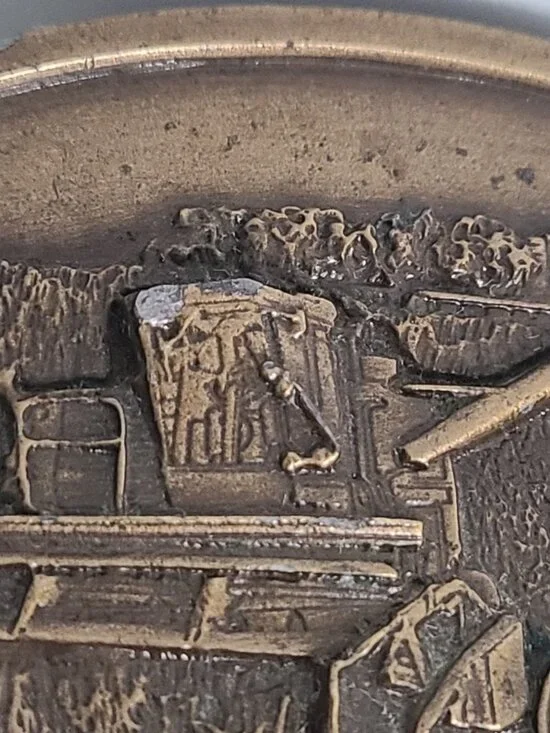 Brass Belt Buckle Bergamot Vintage 1977 Farming Combine Made USA - Picture 9 of 10